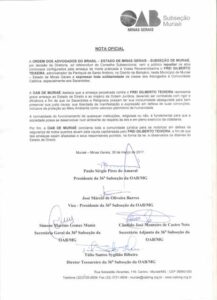 OAB - Nota - Frei Gilberto